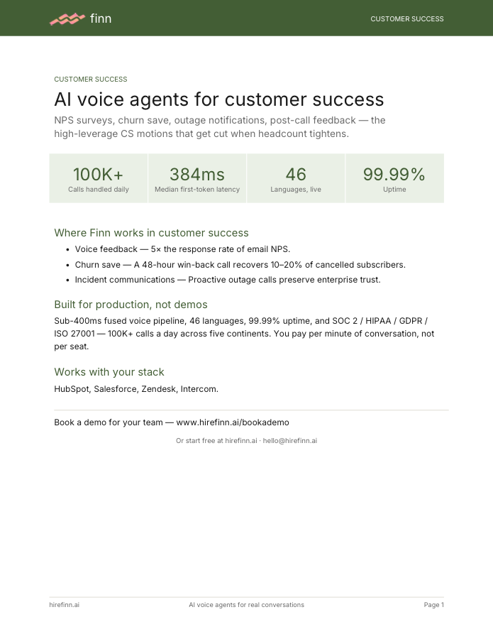 AI voice agents for customer success — one-pager