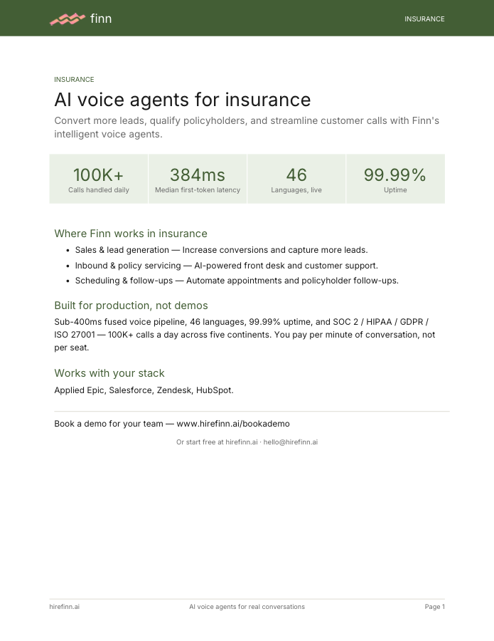 AI voice agents for insurance — one-pager