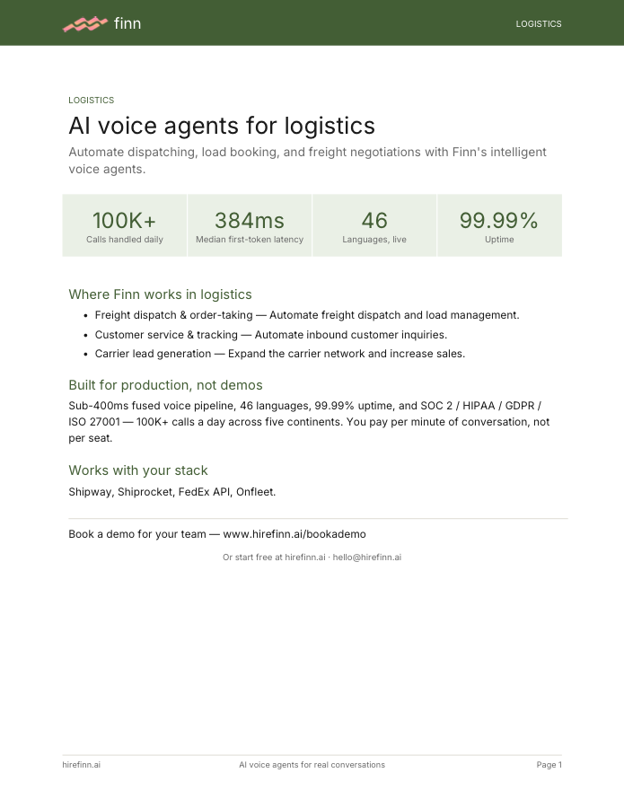 AI voice agents for logistics — one-pager
