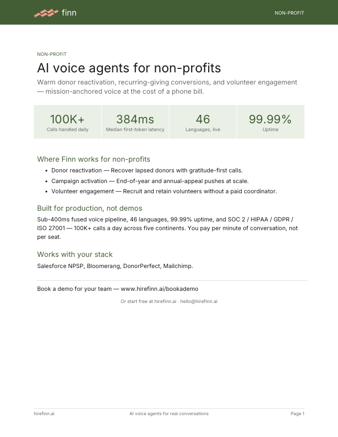 AI voice agents for non-profits — one-pager