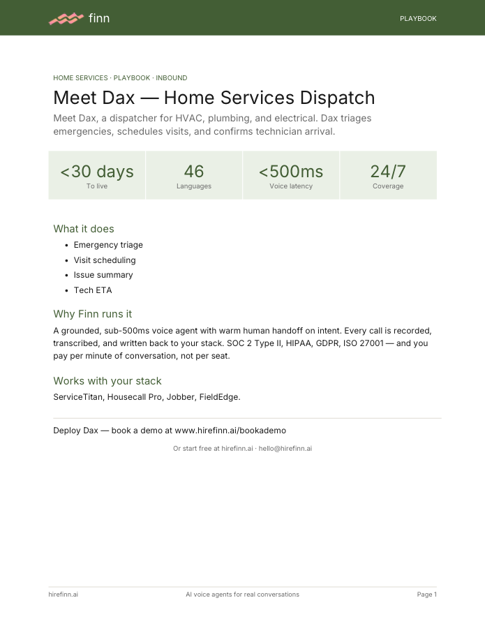 Home Services Dispatch — Dax (playbook)