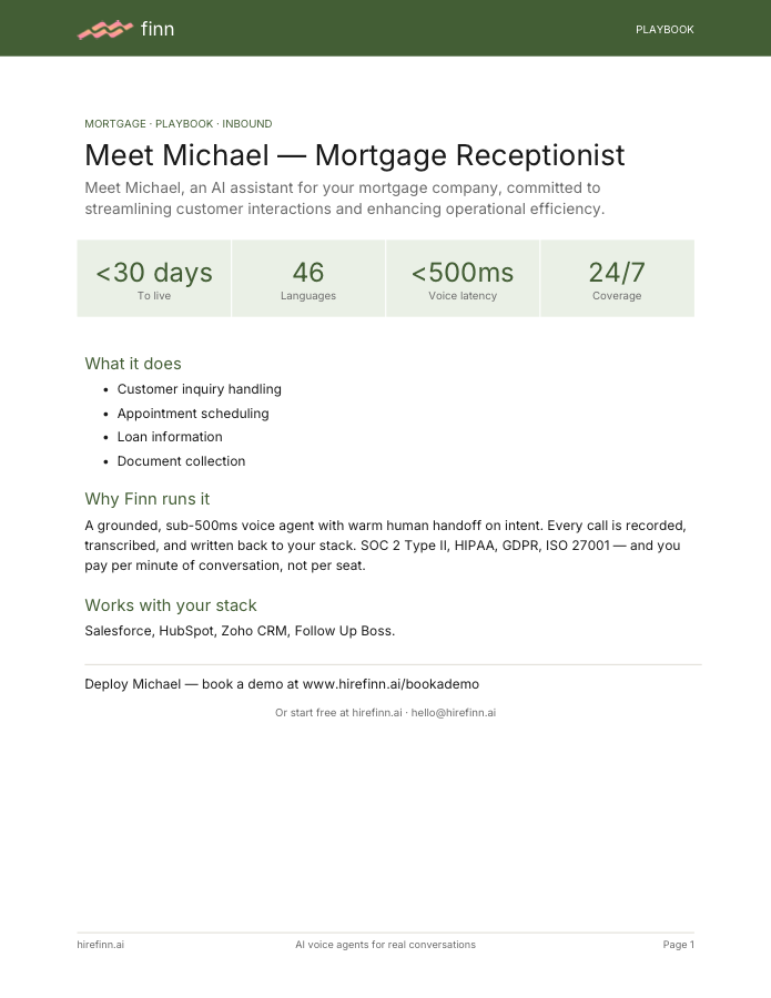 Mortgage Receptionist — Michael (playbook)