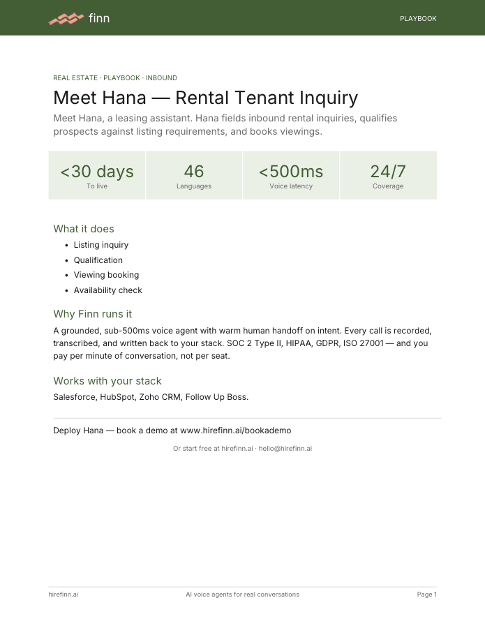 Rental Tenant Inquiry — Hana (playbook)