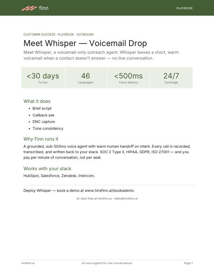 Voicemail Drop — Whisper (playbook)
