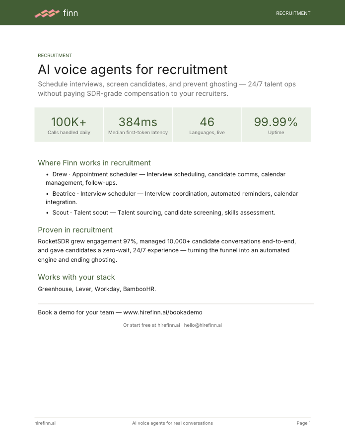 AI voice agents for recruitment — one-pager