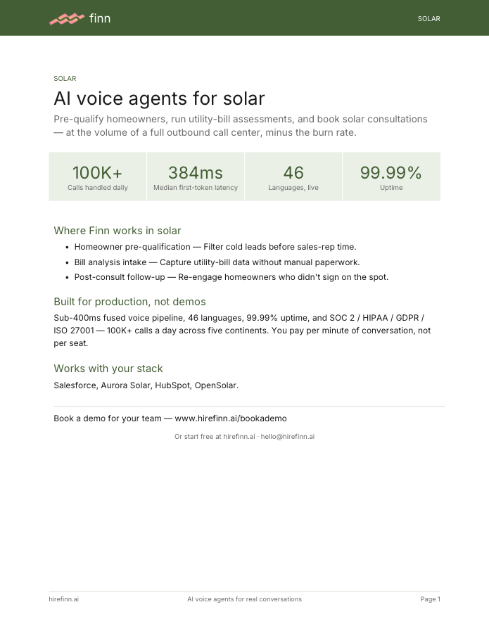 AI voice agents for solar — one-pager